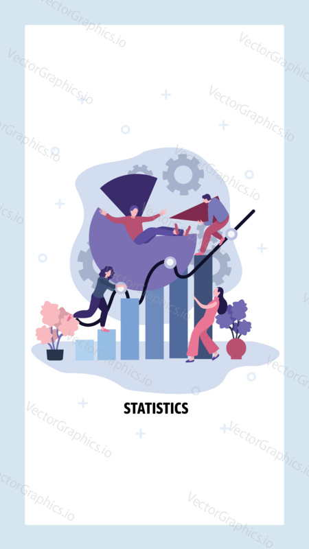 Data analytics and business finance report. People team work with financial dashboard and charts. Vector web site design template. Landing page website concept illustration.