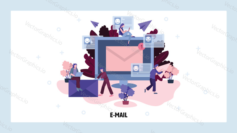 People send and receive messages. Email notification. Social network and business message. Vector web site design template. Landing page website concept illustration.