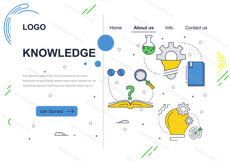 Vector web site linear art design template. School education and knowledge. Landing page concepts for website and mobile development. Modern flat illustration