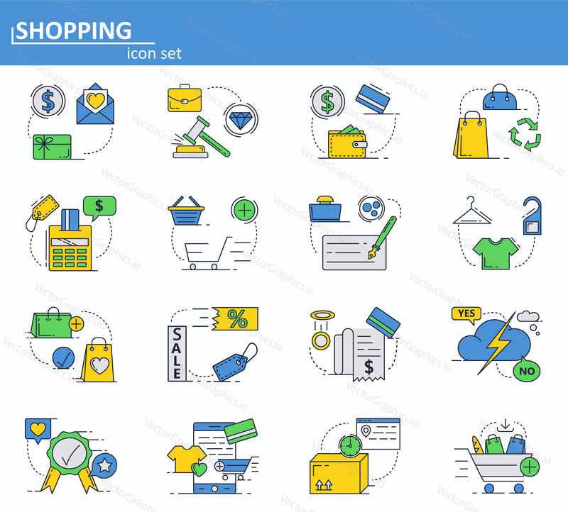 Vector set of Online shopping and digital payments icons in thin line style. Website UI and mobile web app icon. Outline design illustration