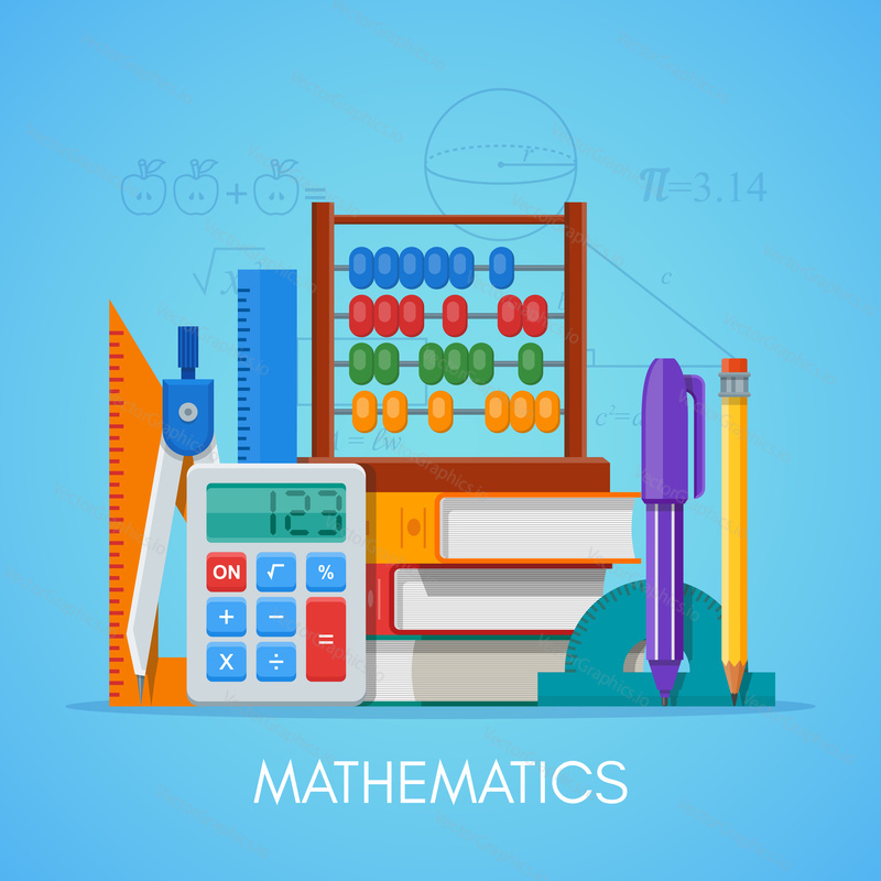 Math science education concept vector poster in flat style design.