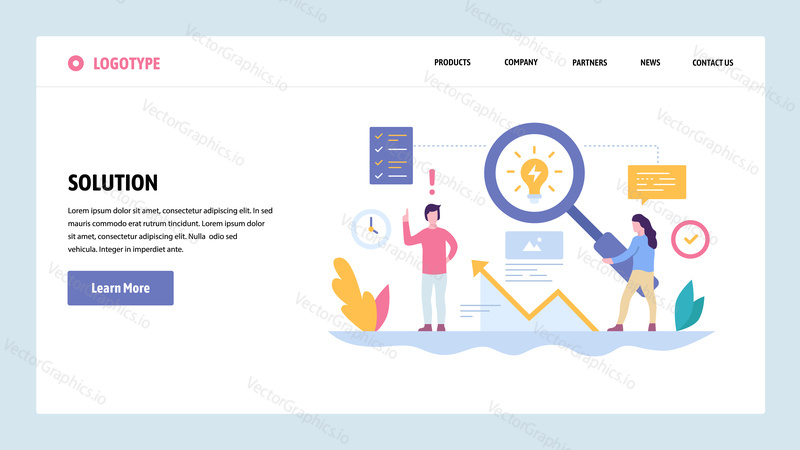 Vector web site gradient design template. Creative process and new ideas. Creativity solution concept. Landing page concepts for website and mobile development. Modern flat illustration