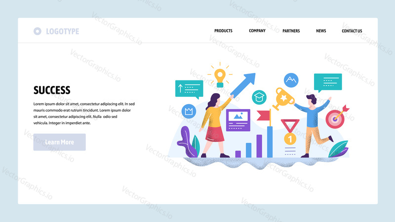 Vector web site design template. Business leadership and success. Businessman win competition. Landing page concepts for website and mobile development. Modern flat illustration.