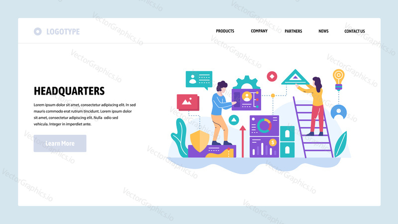 Vector web site design template. Teamwork and business project development. Landing page concepts for website and mobile development. Modern flat illustration.