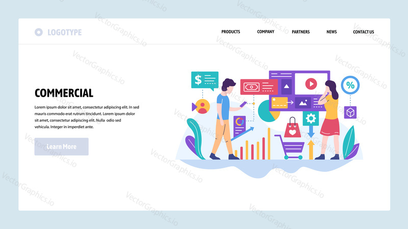 Vector web site design template. Digital marketing and business commercial advertisement. Landing page concepts for website and mobile development. Modern flat illustration.