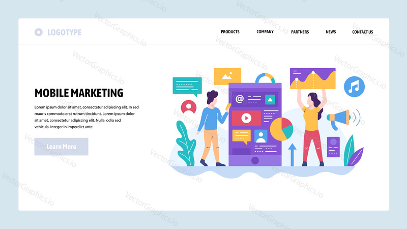 Vector web site design template. Digital and mobile marketing, advertising in social media feed. Landing page concepts for website and mobile development. Modern flat illustration.