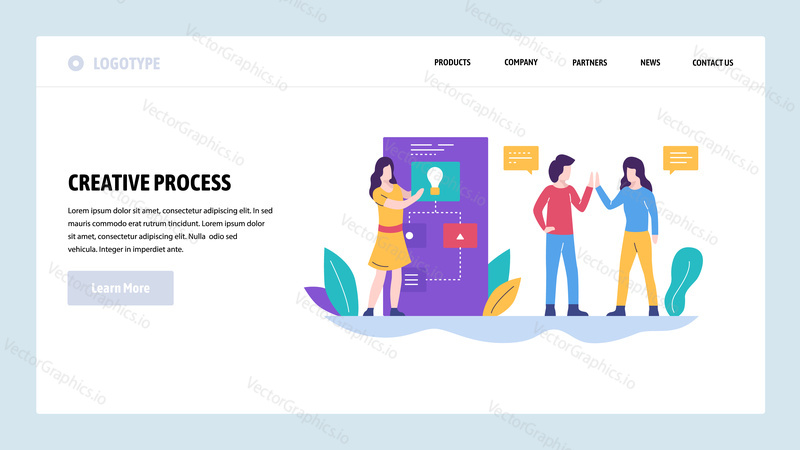 Vector web site design template. Creative idea and business team success. Teamwork. Landing page concepts for website and mobile development. Modern flat illustration