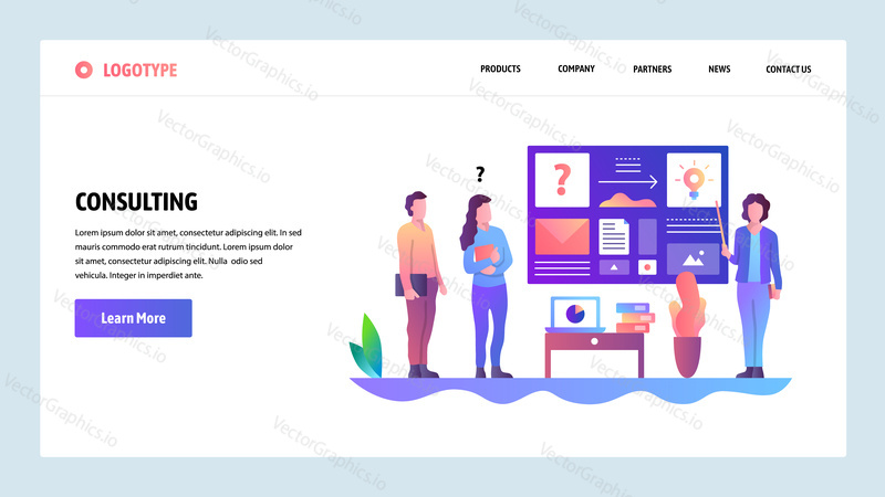 Web site onboarding screens. Business consulting and office meeting presentation. Menu vector banner template for website and mobile app development. Modern design linear art flat illustration