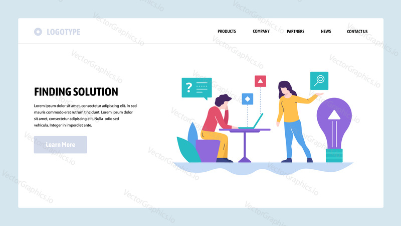 Vector web site design template. Business solution and new creative idea. Landing page concepts for website and mobile development. Modern flat illustration
