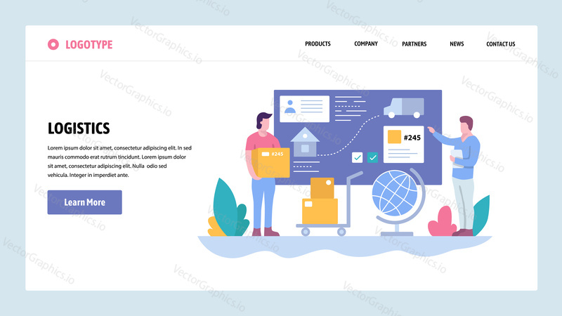 Vector web site gradient design template. Tracking and delivery service. Package shipping. Landing page concepts for website and mobile development. Modern flat illustration