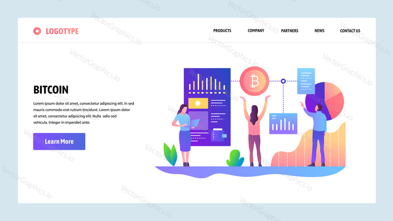 Web site onboarding screens. Blockchain technology and bitcoin crypto currency. Menu vector banner template for website and mobile app development. Modern design linear art flat illustration
