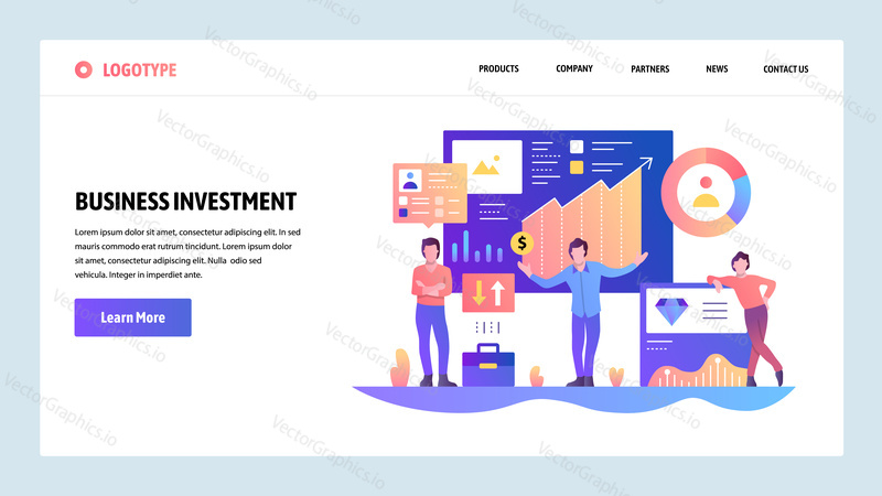 Vector web site design template. Finance, business and money investment. Landing page concepts for website and mobile development. Modern flat illustration