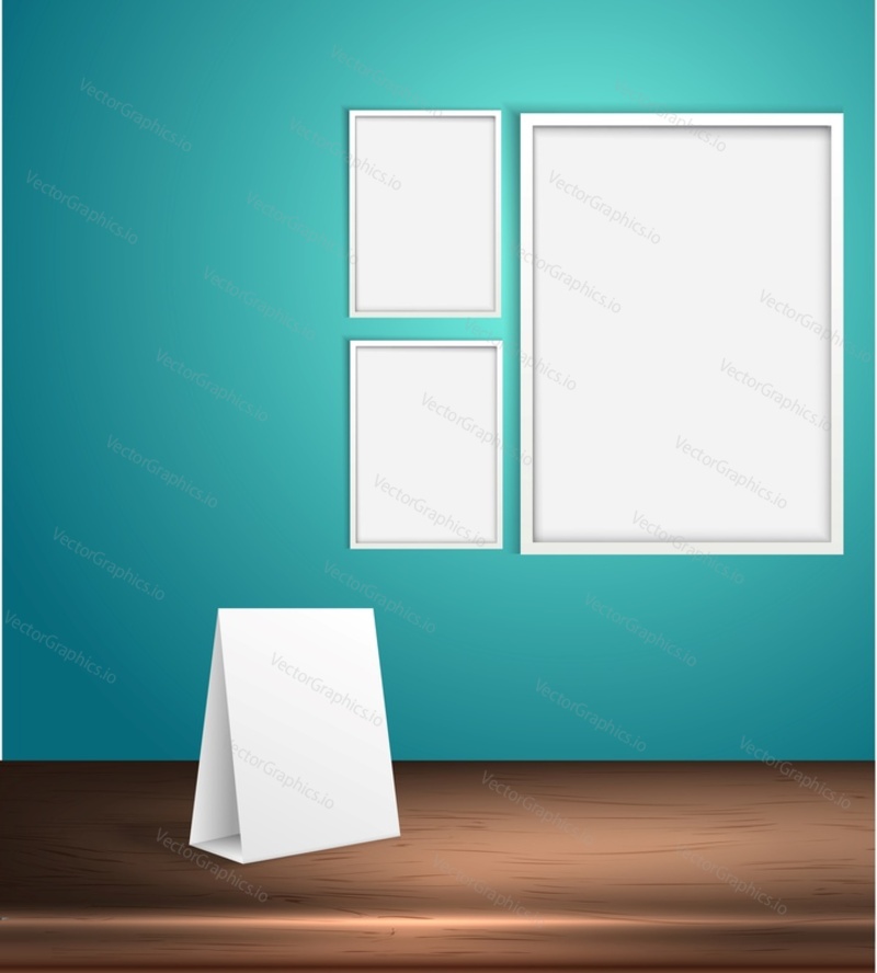 Vector set of blank posters on a wall. Empty frame for copy space text template. 3d illustration