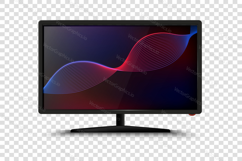 Modern smart TV set 3d vector illustration. Isolated realistic icons on transparent background. LCD Plasma screen with abstract background