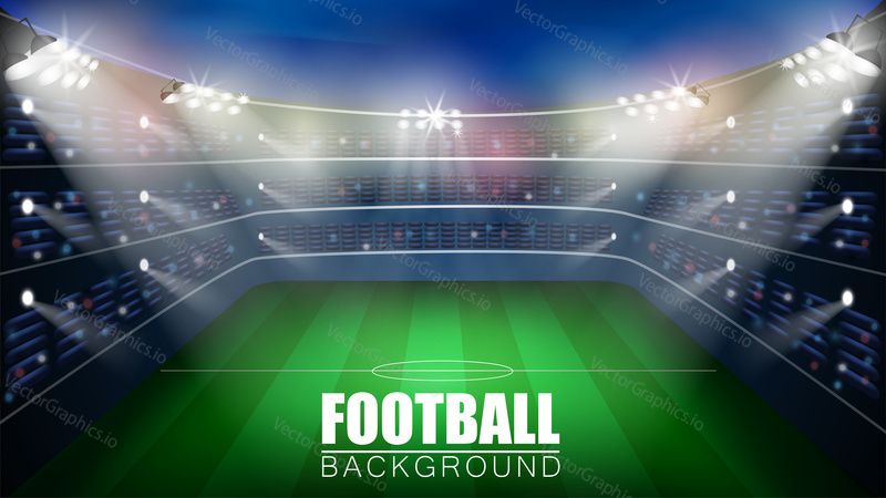 Football match. World championship stadium 3d vector background. Soccer poster template