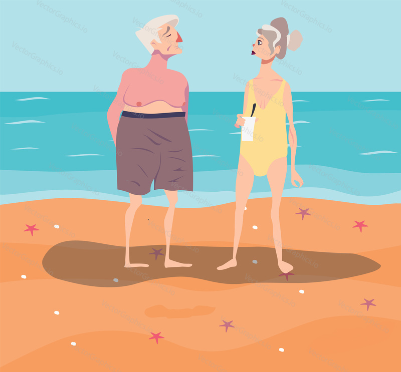 Vector illustration of couple of senior people