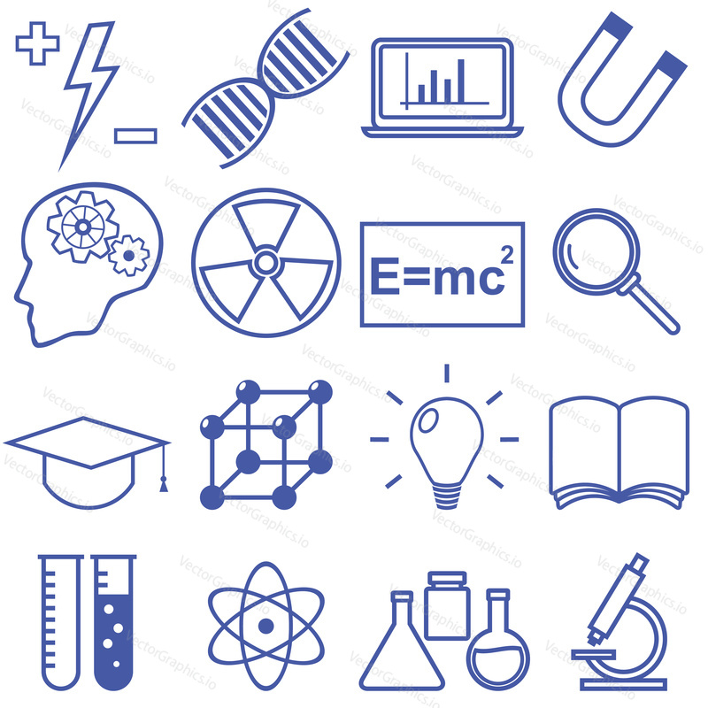 Science and Education Flat Line Icons. Vector illustration