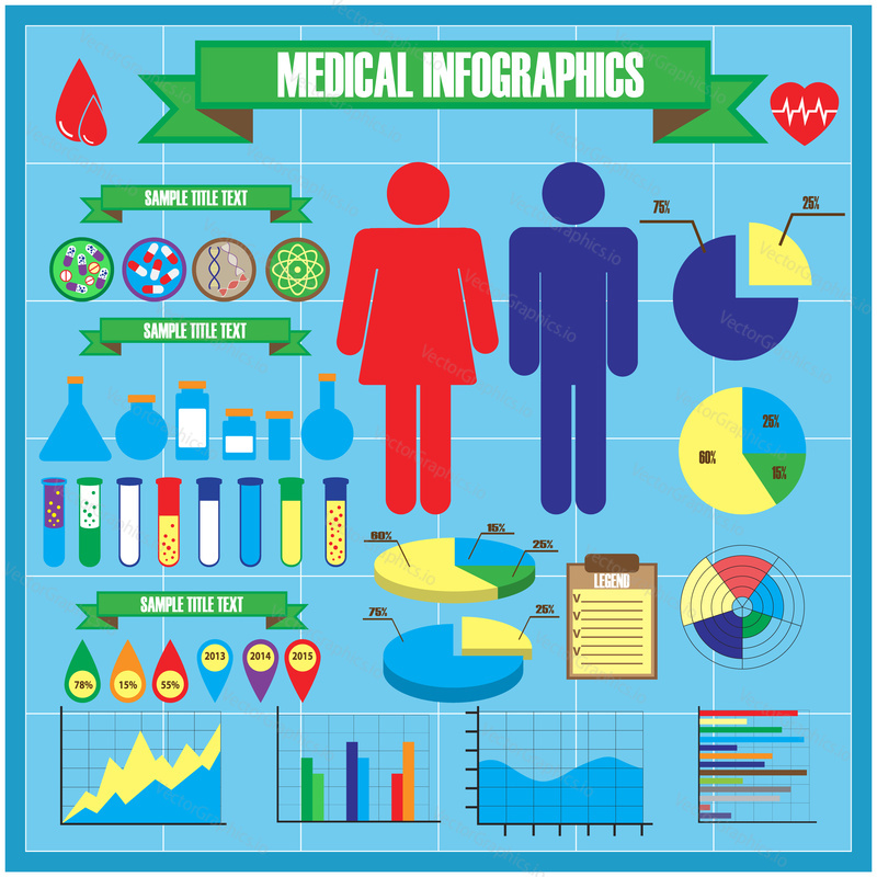 Medical and health icons and infographic elements. Vector illustration