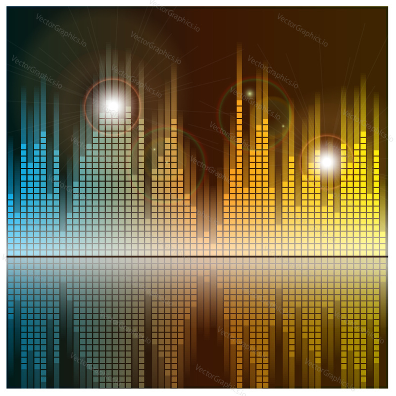 Sound waves and music background. Audio equalizer technology. Vector illustration.