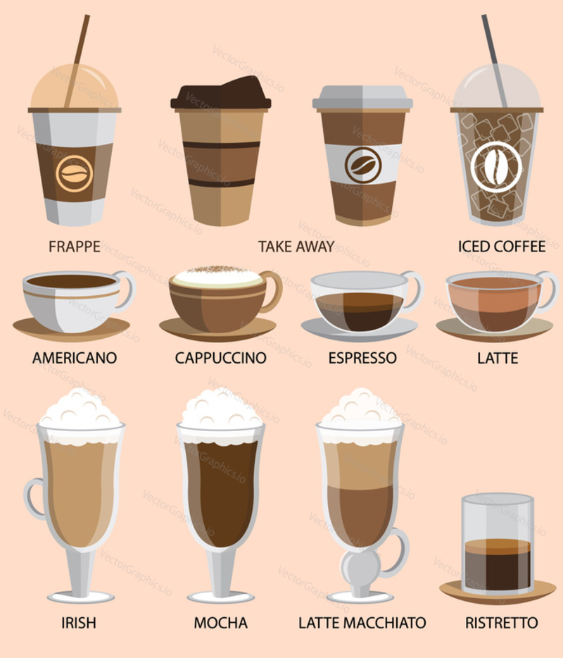 Coffee icons set. Buttons for web and apps. Vector illustration