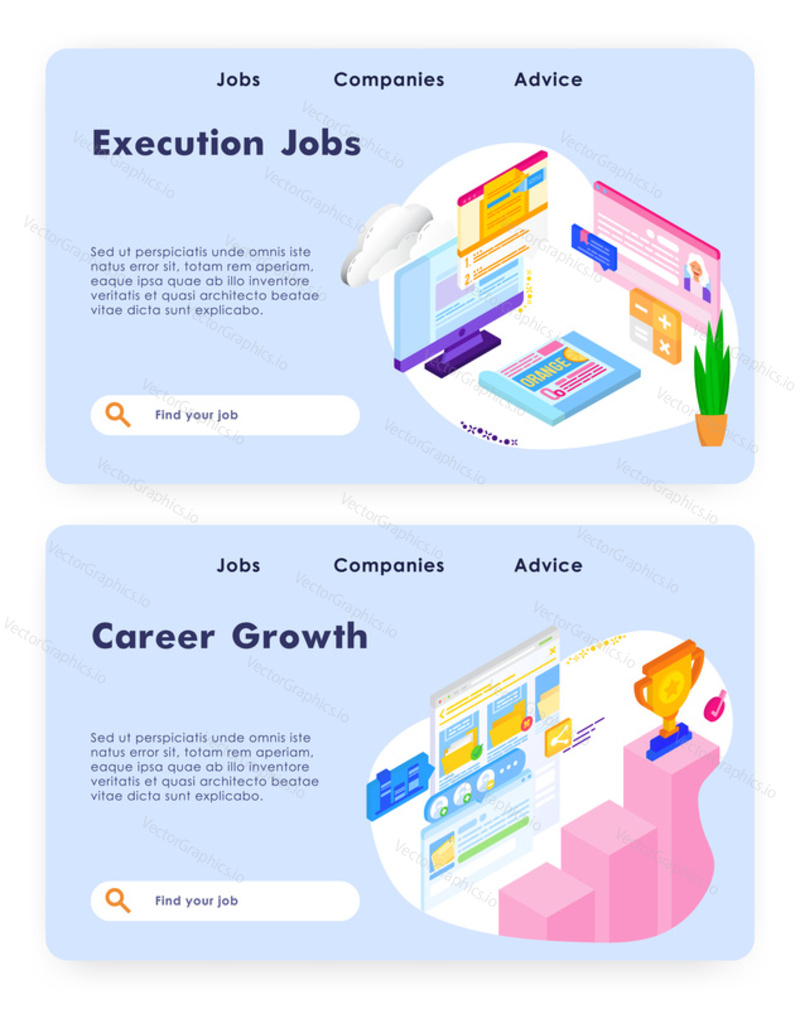 Job career and business leadership. Isometric business concept. Vector web site design template. Landing page website illustration