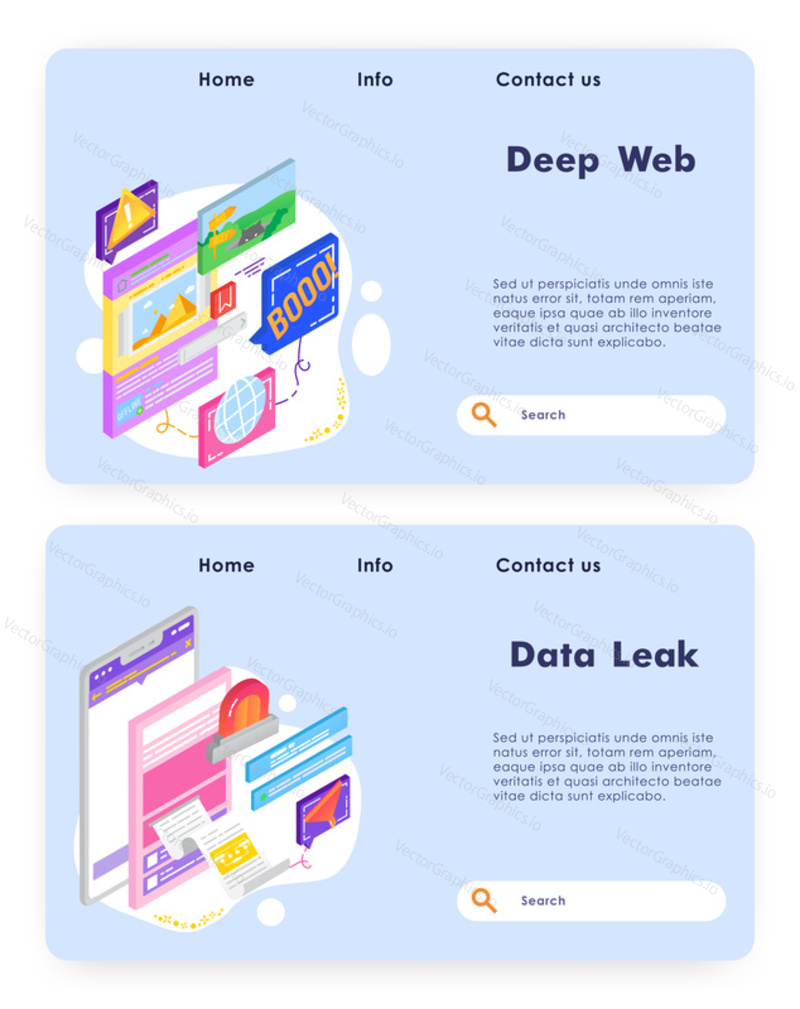 Online payment and financial bill. Deep web technology. Social media. Vector web site design template. Landing page website concept isometric illustration