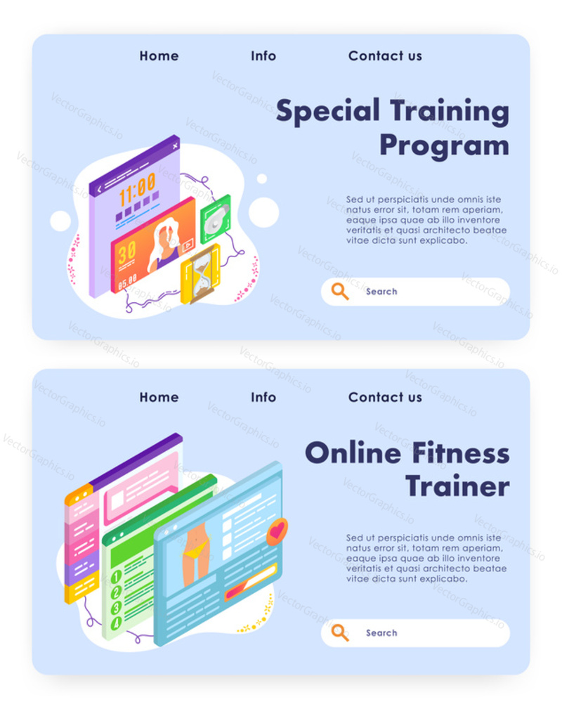 Weight loss and slim body program. Online fitness trainer. Sport activity tracking. Vector web site design template. Landing page website concept illustration