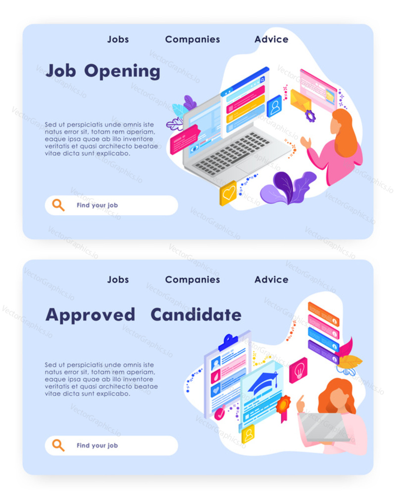 Employee profile and CV resume. Job opening application, education, skills information. Vector web site design template. Landing page website concept illustration.
