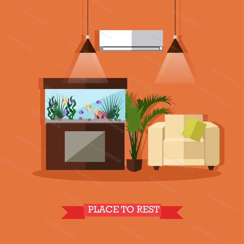 Vector illustration of place to rest in house or flat. Home interior design element in flat style