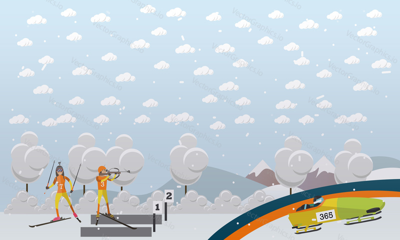 Winter sports concept vector illustration.