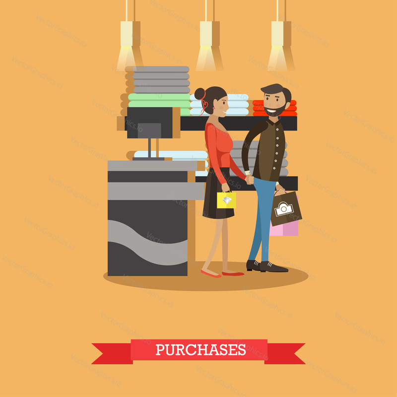 Shopping concept vector poster. People