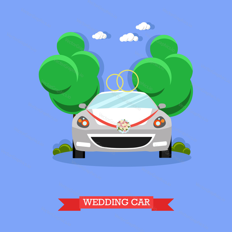 Wedding car - stock vector illustration in flat style