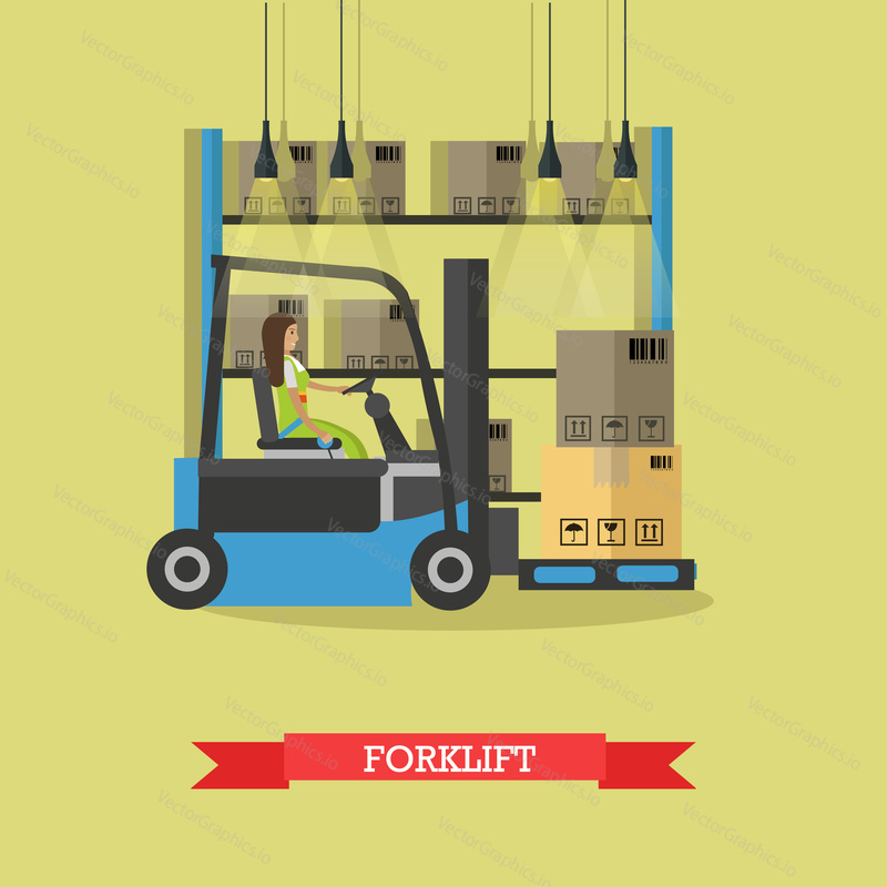 Logistic and delivery service concept banner. Warehouse workers. Vector illustration in flat style design. Delivery man working in warehouse and shipping products.