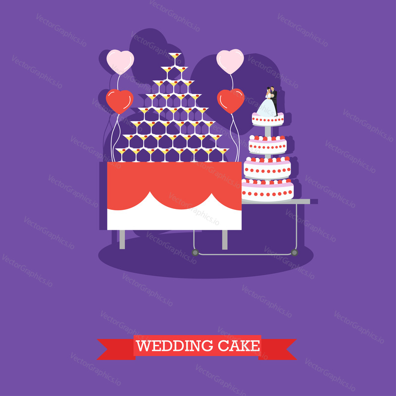 Wedding cake - stock vector illustration in flat style design