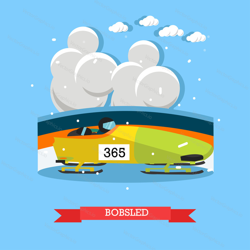 Bobsled concept vector illustration. Winter sports bobsleigh competition flat style design element.