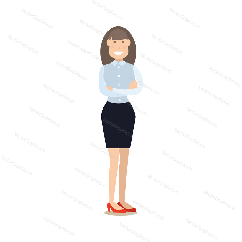 Vector illustration of postal service manager female. Delivery people concept flat style design element, icon isolated on white background.