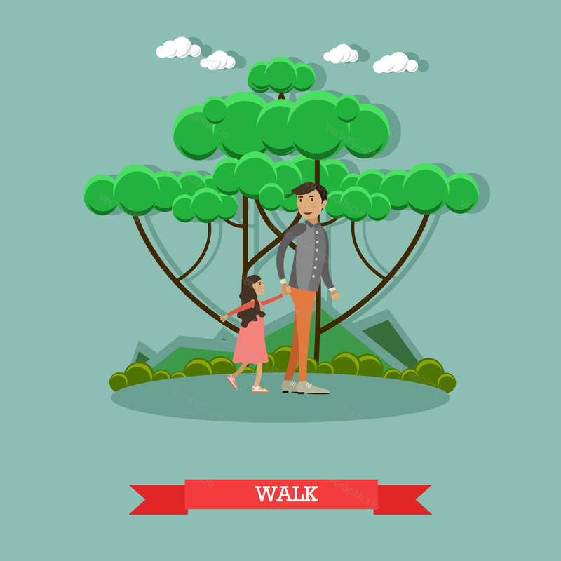 Vector illustration of father walking