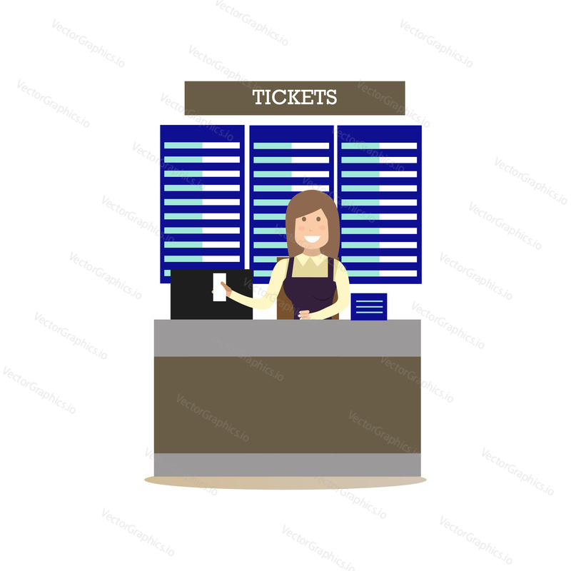 Airport ticket counter concept vector illustration in flat style. Airport people flat style design element, icon isolated on white background.