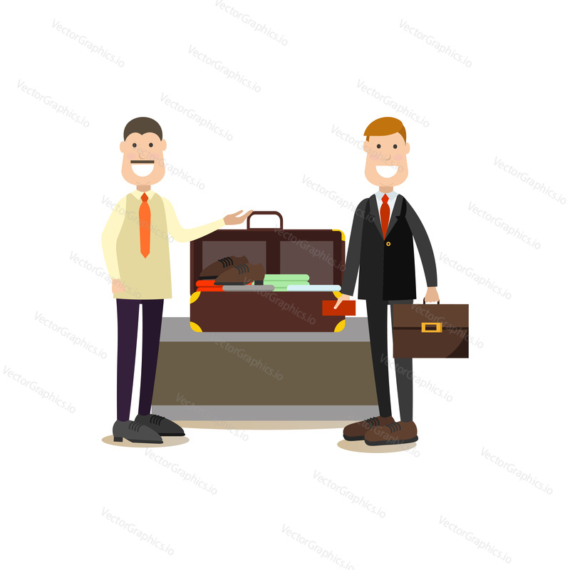 Airport baggage check vector illustration. Airport people flat style design element, icon isolated on white background.