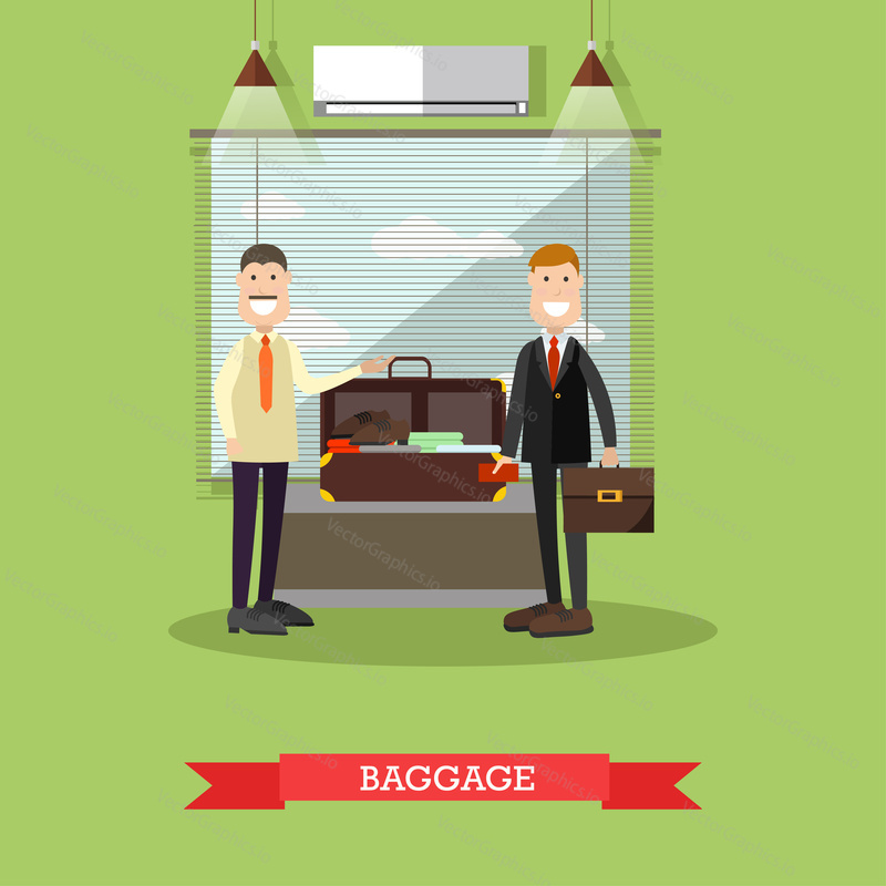 Airport baggage check vector illustration. Airport terminal, security checkpoint flat style design element.