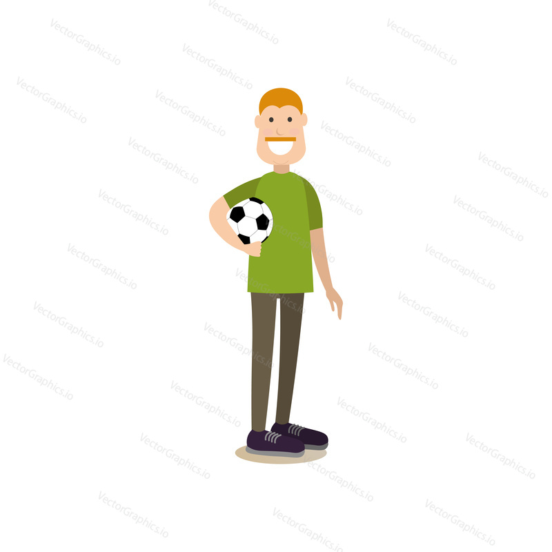 Vector illustration of father holding ball. Family people concept flat style design element, icon isolated on white background.