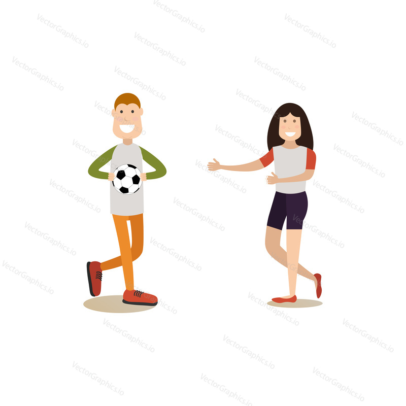 Vector illustration of cute children boy and girl. Brother and sister playing games flat style design element, icon isolated on white background.
