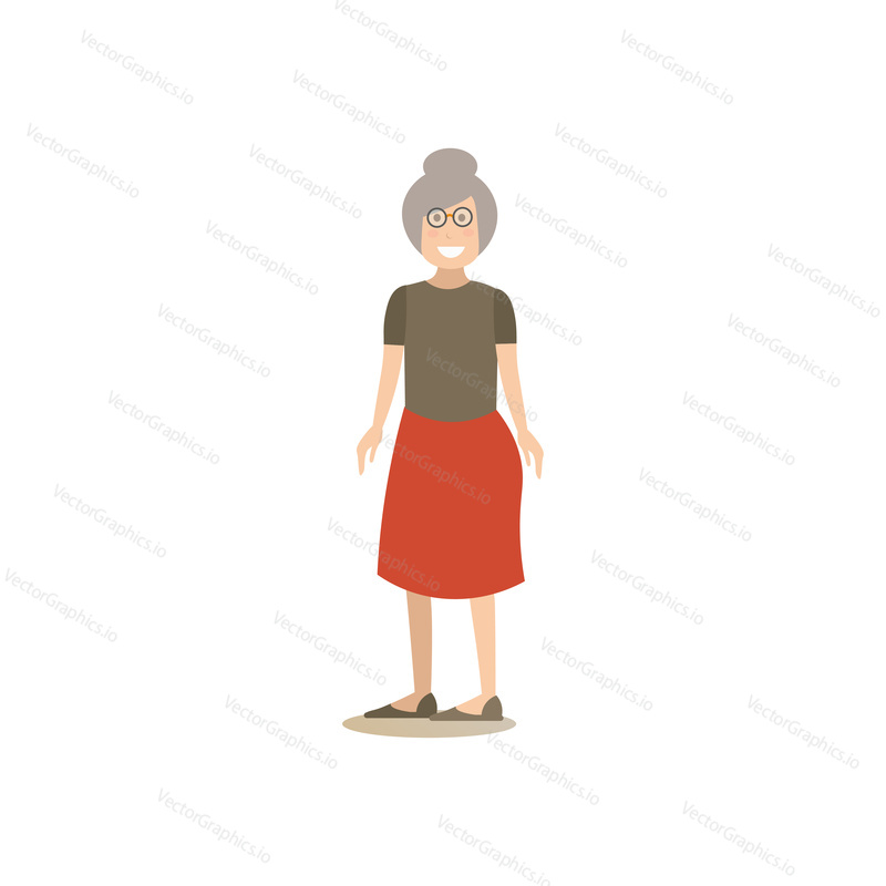Vector illustration of grandma. Grandmother flat style design element, icon isolated on white background.