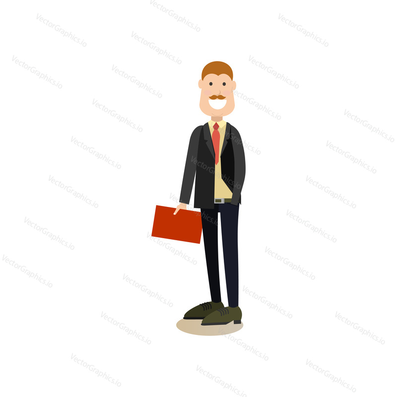 Vector illustration of lawyer, attorney or barrister. Law court people flat style design element, icon isolated on white background.