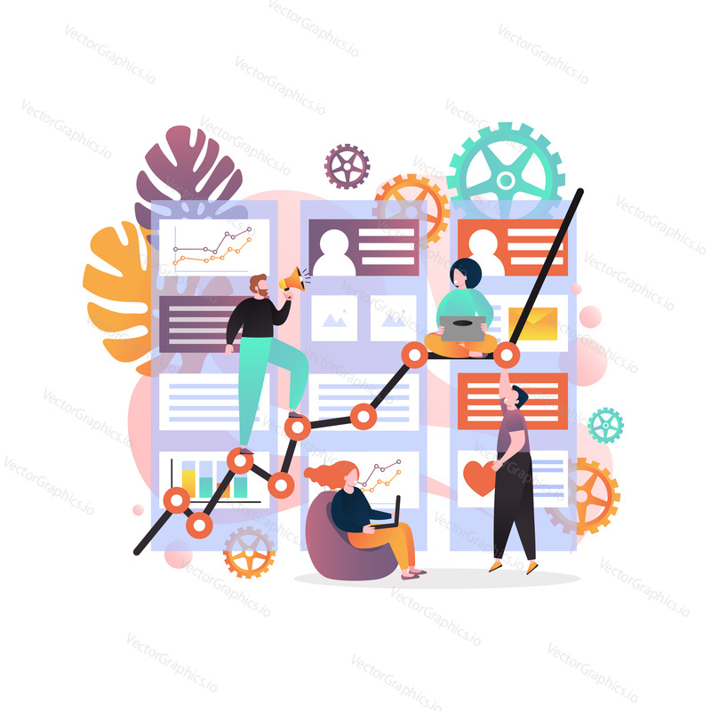 Website traffic rank, statistics and analytics, vector illustration. Website popularity, ranking, seo services concepts for web banner, web site page etc.