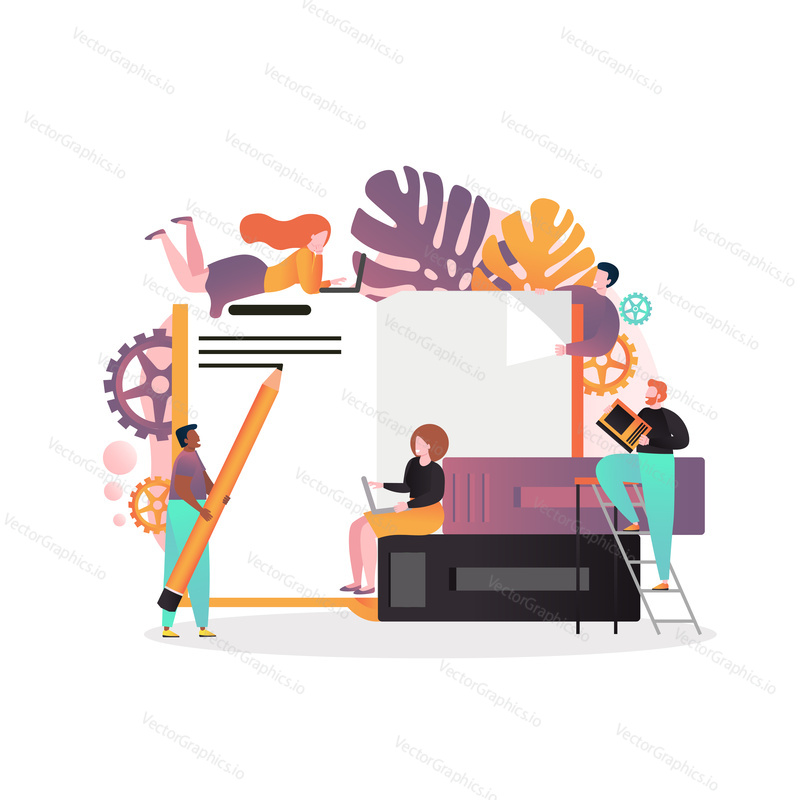 People reading books vector illustration. Cartoon characters with traditional paper books and e-books. Education, online reading, e-reader, digital library concept for web banner, website page etc.
