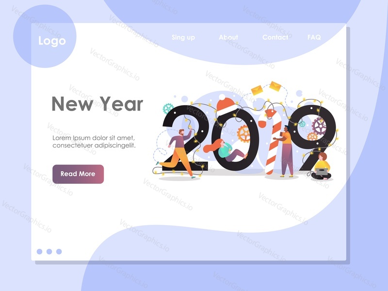 New Year vector website template, web page and landing page design for website and mobile site development. Christmas and New Year corporate party concepts.