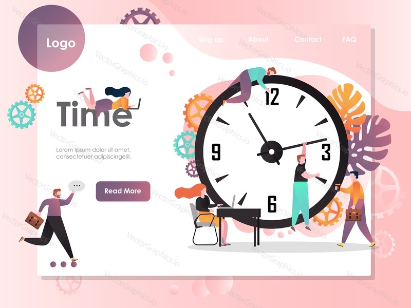 Time vector website template, web page and landing page design for website and mobile site development. Effective time management, deadline concept.
