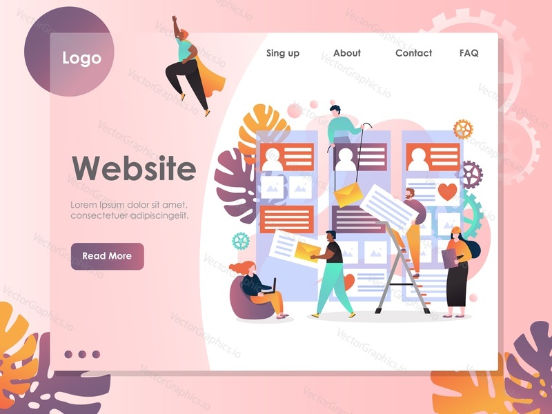 Website creation, updating and maintenance services. Vector website template, web page and landing page design for web site and mobile site development.