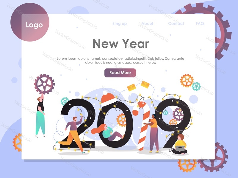 New Year vector website template, web page and landing page design for website and mobile site development. New Year party celebration.